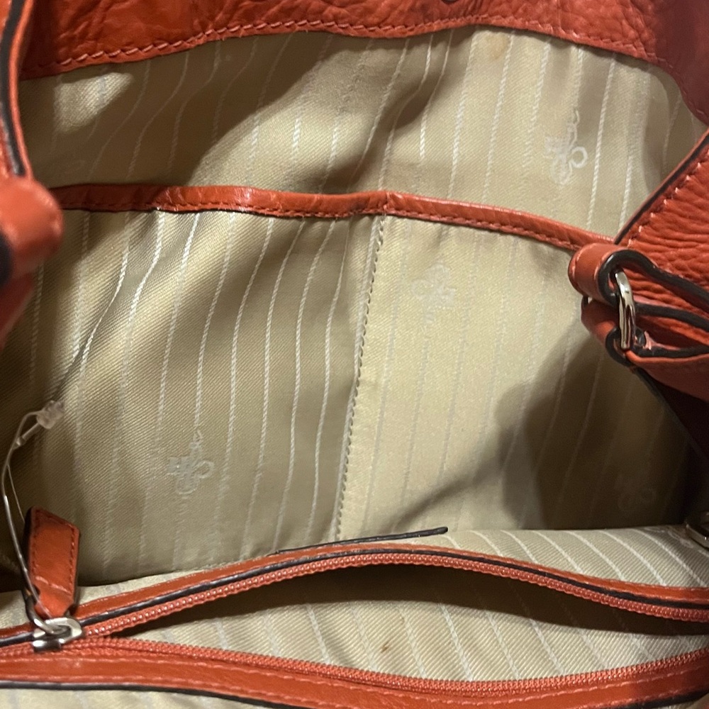 Cole Haan Large Burnt Orange Pebbled Leather Handbag Hobo Detachable Strap - Picture 6 of 12